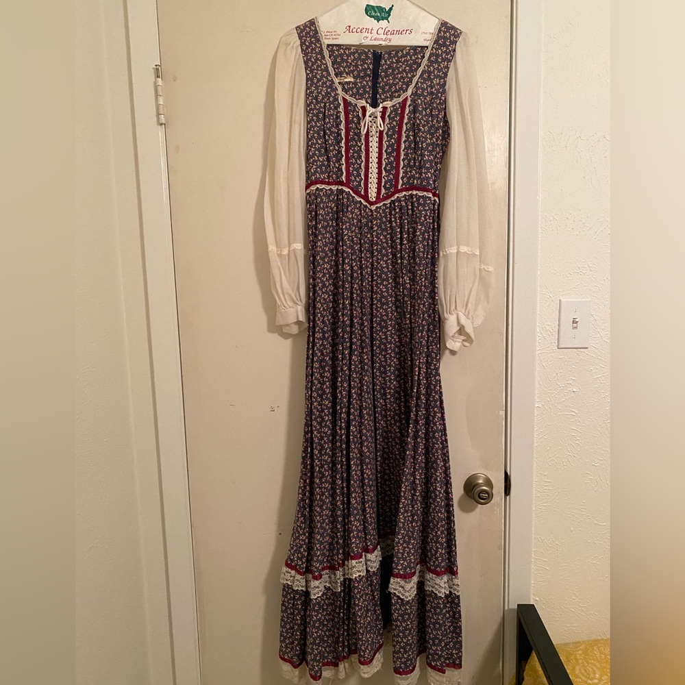 Blue and white gunne sax dress, no label. Vintage 70’s - Picture 2 of 7